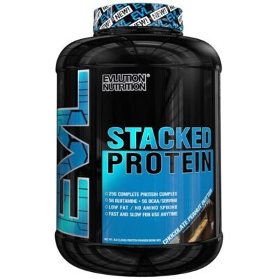 Evlution Nutrition Stacked Protein Powder, Chocolate Peanut Butter Evlution Nutrition Stacked Protein Gainer 7 LB Protein Powder with 50 Grams of Protein, 12 Grams of BCAAs and 10 Grams of Glutamine, Vanilla Ice Cream