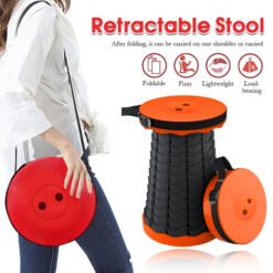 Portable Retractable Folding Stool, Collapsible Telescoping Lightweight Simple C