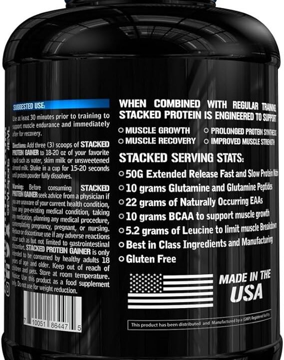 Evlution Nutrition Stacked Protein Powder, Chocolate Peanut Butter Evlution Nutrition Stacked Protein Gainer 7 LB Protein Powder with 50 Grams of Protein, 12 Grams of BCAAs and 10 Grams of Glutamine, Vanilla Ice Cream - Image 5