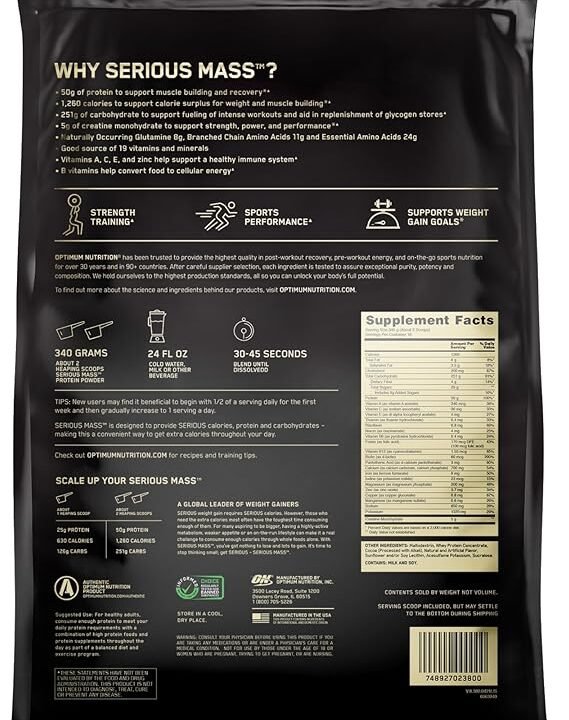 Alternative view of Optimum Nutrition | Serious Mass Weight Gainer | 12LB