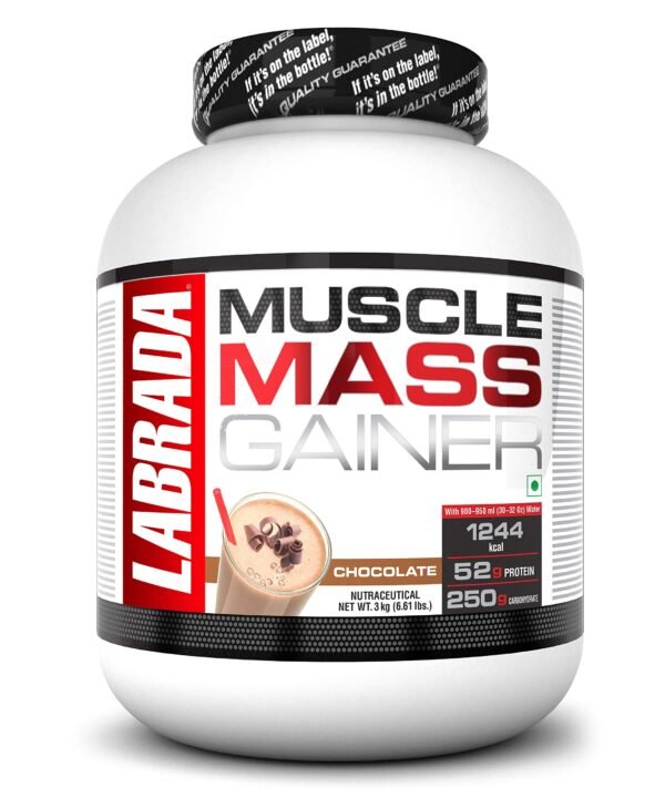 Alternative view of Labrada Muscle Mass Gainer Powder 6.6 lbs ( 3 kg) (Chocolate) - Gain Weight, Post-Workout, 52g Protein, 250g Carbs,1g Creatine, 500mg L-Carnitine, 9 Servings