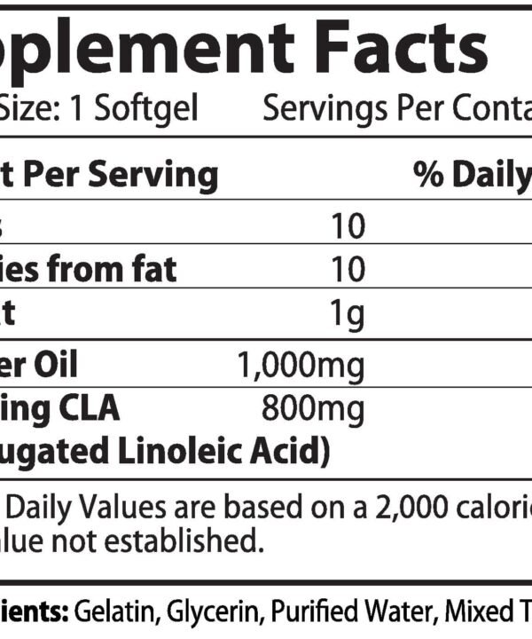 Alternative view of CLA 1000MG 180’S SOFTGELS WEUGHT...