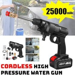 2 battery 48V 25000mAh 30Bar Cordless High Pressure Car Washer with Nozzles Water Gun Set Garden