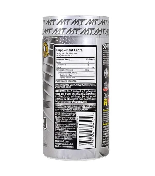 Muscletech Essential Series Platinum Pure CLA | Fat Burner | Post-Workout | 90 Softgels - Image 2