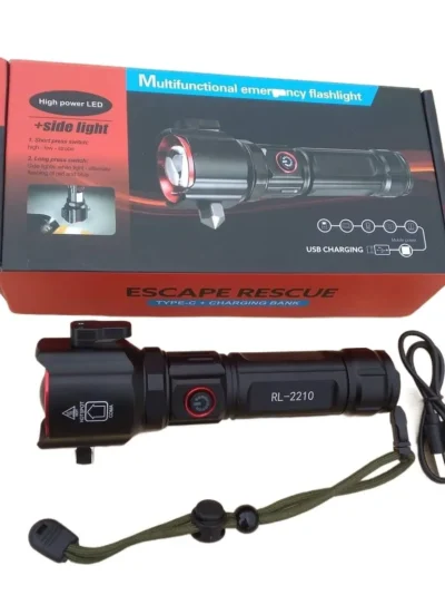 Rechargeable Multi Functional Emergency Abd super Powerful 2-in-1 3000mah Emergency Flashlight & Charging Bank Waterproof LED Powerful Torch 1KM Range Torch Light High Power Long Distance 1 km,1000 Meter Long Range, 3300 mAh