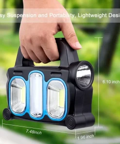 Hurry Bolt HB-6168 Solar rechargeable portable lamp multifunctional camping emergency light Rechargeable LED spotlight with solar panel and side COB lamps USB output removable