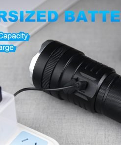 Hurry Bolt Rechargeable 1 Km Range Rechargeable Flash Light LED Flashlights High Lumens, 250000 Lumens Super Bright Tactical Handheld Flashlight, 3Modes and Waterproof, Powerful Flashlight for Home Emergencies Camping