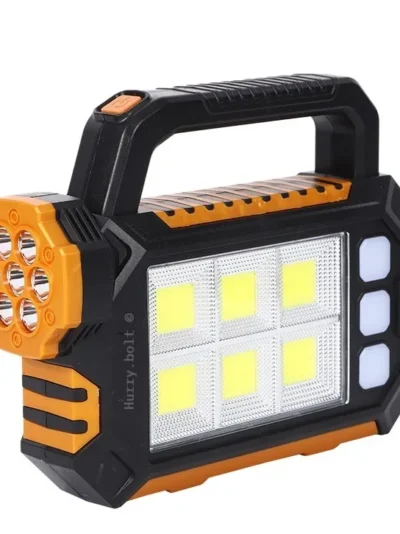 HURRY BOLT Super Bright Solar LED Camping Flashlight With COB Work Lights USB Rechargeable Handheld Solar Powered Lanterns