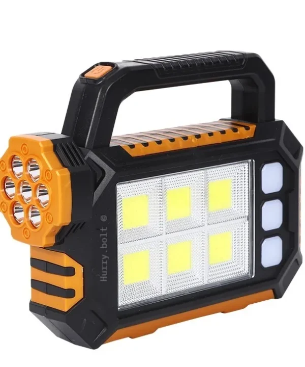 HURRY BOLT Super Bright Solar LED Camping Flashlight With COB Work Lights USB Rechargeable Handheld Solar Powered Lanterns