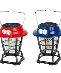 Hurry Bolt Romantic Portable LED Flashlight Solar Camping Lantern Light with Power Bank and Hanging Hook, IP65 Waterproof USB Rechargeable Solar Lamp & Twin Bulb LED for Home,Indoor,Outdoor,Travel