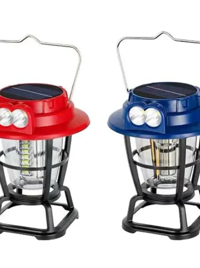 Hurry Bolt Romantic Portable LED Flashlight Solar Camping Lantern Light with Power Bank and Hanging Hook, IP65 Waterproof USB Rechargeable Solar Lamp & Twin Bulb LED for Home,Indoor,Outdoor,Travel