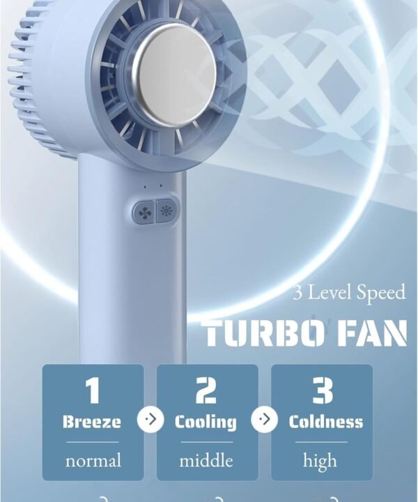 Cooler, 100 Speeds Rechargeable Mini Cooling Fan wi HandFan 5200mAh High Speed Handheld Turbo Fan, 13000 RPM Powerful - Image 3