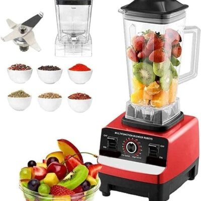 Silver Crest Heavy Duty German Powerful Blender 2 in 1 4500 Watts Power Full Motor 2l Large Capacity Unbreakable Jug and 700ml Chopper Multifunctional Blender for Smoothie Milkshake Juicer Ice Crusher Electric Grain Grinder 15 Rotating Speeds, Red