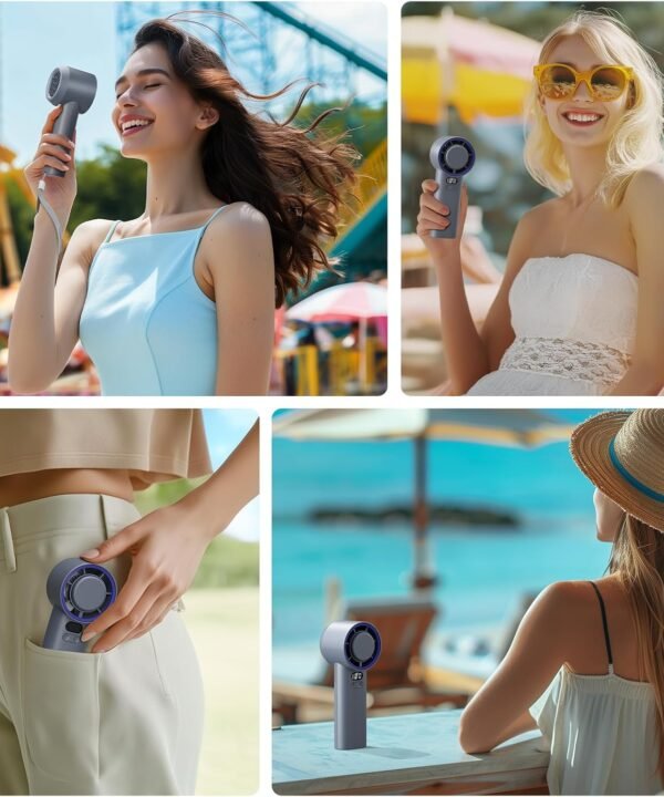 Cooler, 100 Speeds Rechargeable Mini Cooling Fan wi HandFan 5200mAh High Speed Handheld Turbo Fan, 13000 RPM Powerful - Image 14