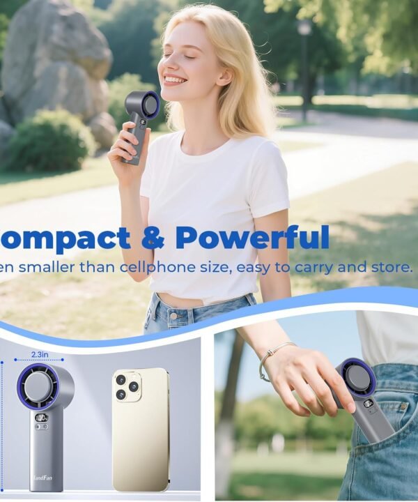 Cooler, 100 Speeds Rechargeable Mini Cooling Fan wi HandFan 5200mAh High Speed Handheld Turbo Fan, 13000 RPM Powerful - Image 11