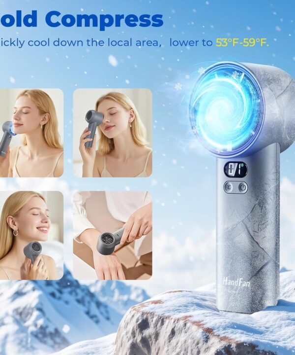 Cooler, 100 Speeds Rechargeable Mini Cooling Fan wi HandFan 5200mAh High Speed Handheld Turbo Fan, 13000 RPM Powerful - Image 13