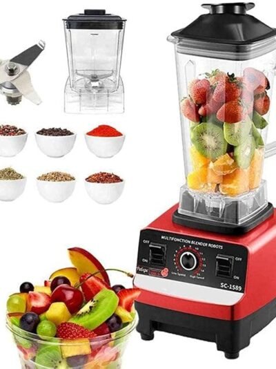 Silver Crest Heavy Duty German Powerful Blender 2 in 1 4500 Watts Power Full Motor 2l Large Capacity Unbreakable Jug and 700ml Chopper Multifunctional Blender for Smoothie Milkshake Juicer Ice Crusher Electric Grain Grinder 15 Rotating Speeds, Red