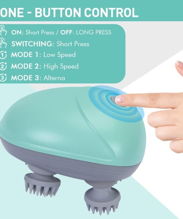 Electric Scalp Massager,Waterproof Head Massager for Hair Growth, Full Body Massage, Versatile Pet Massager, Handheld Head Relax Scratcher with 4 Massage Heads - Image 5