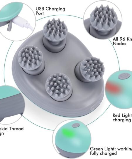Alternative view of Electric Scalp Massager,Waterproof Head Massager for Hair Growth, Full Body Massage, Versatile Pet Massager, Handheld Head Relax Scratcher with 4 Massage Heads