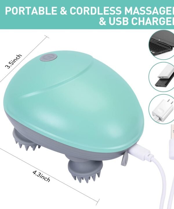 Electric Scalp Massager,Waterproof Head Massager for Hair Growth, Full Body Massage, Versatile Pet Massager, Handheld Head Relax Scratcher with 4 Massage Heads - Image 3