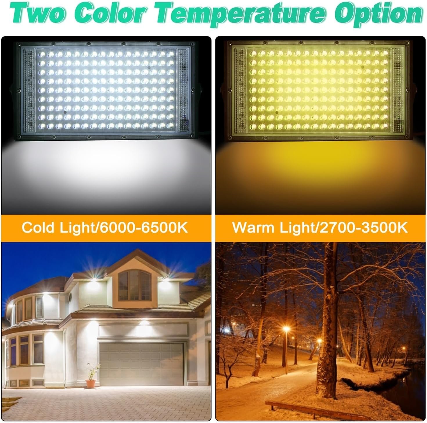 12w WARM Led Flood Light Flood Light 50w Led Exterior Lighting Outdoor Led Projector Reflector Lamp Spotlight Waterproof Street Lamp for Garage, Yard, Lawn, Garden ( Color : 2 _WARM and WHITE (Copy) - Image 3