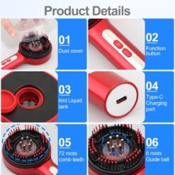 Alternative view of Scalp Massager with Hair Oil Applicator Hair Brush Electric Scalp Massager Hair Comb Red and Blue Light Electric Massage Comb at home for Men Women...