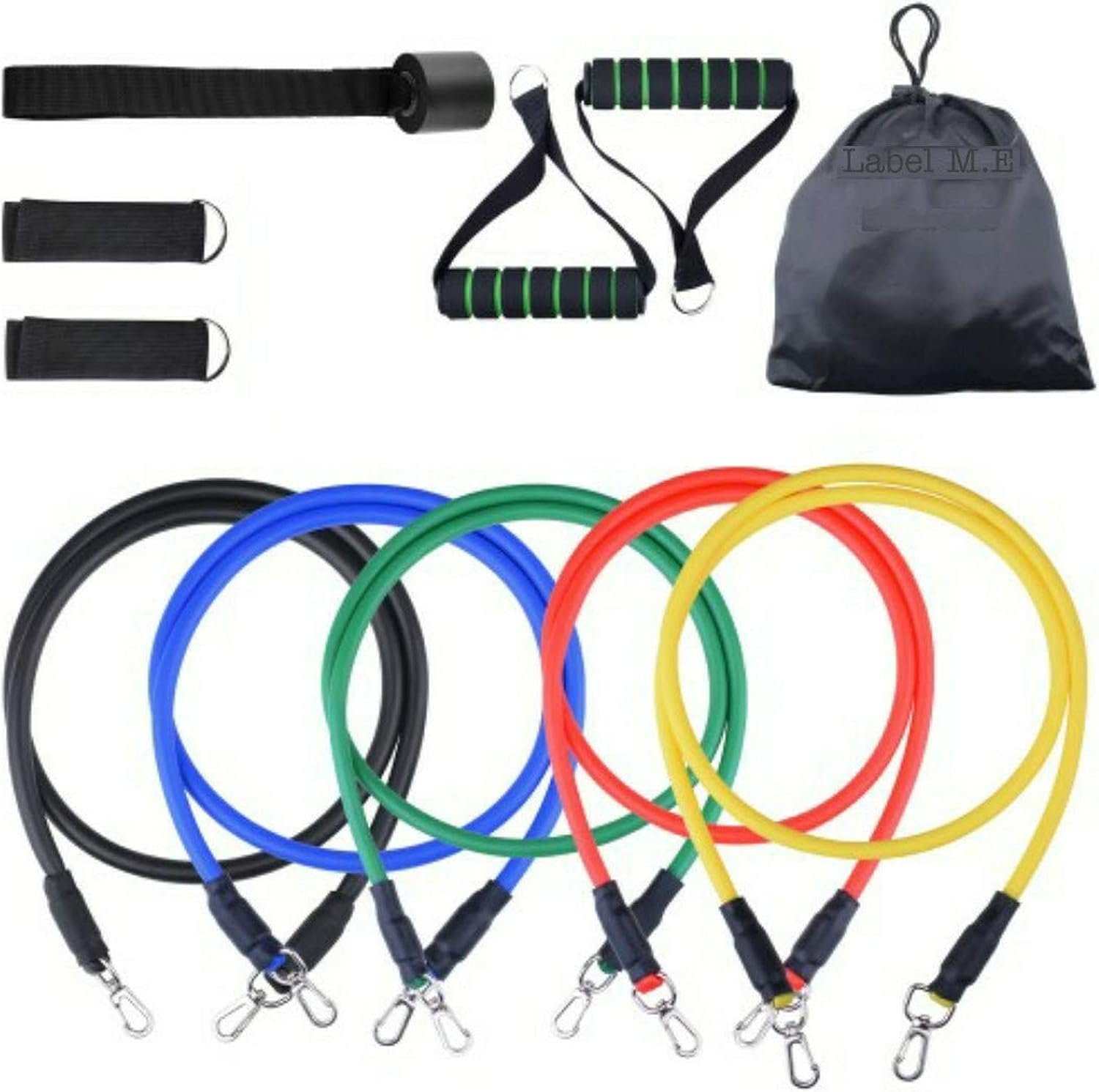 Veentus 11 Piece Gym Power Resistance Band Set for Workout, Resistance Band for Exercise, Resistance Band for Pull ups, tricep, Legs, Rubber Tube with Door Anchor and Hook (Multicolor) - Image 2