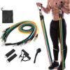 Veentus 11 Piece Gym Power Resistance Band Set for Workout, Resistance Band for Exercise, Resistance Band for Pull ups, tricep, Legs, Rubber Tube with Door Anchor and Hook (Multicolor)