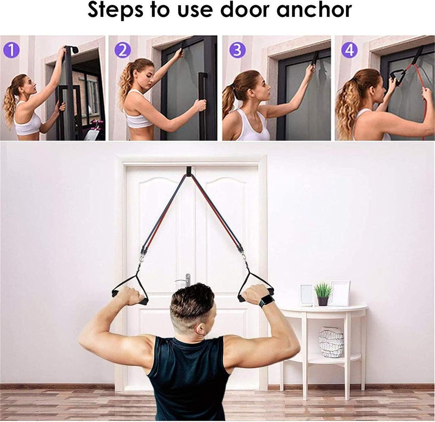 Veentus 11 Piece Gym Power Resistance Band Set for Workout, Resistance Band for Exercise, Resistance Band for Pull ups, tricep, Legs, Rubber Tube with Door Anchor and Hook (Multicolor) - Image 6