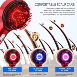 Scalp Massager with Hair Oil Applicator Hair Brush Electric Scalp Massager Hair Comb Red and Blue Light Electric Massage Comb at home for Men Women... - Image 7