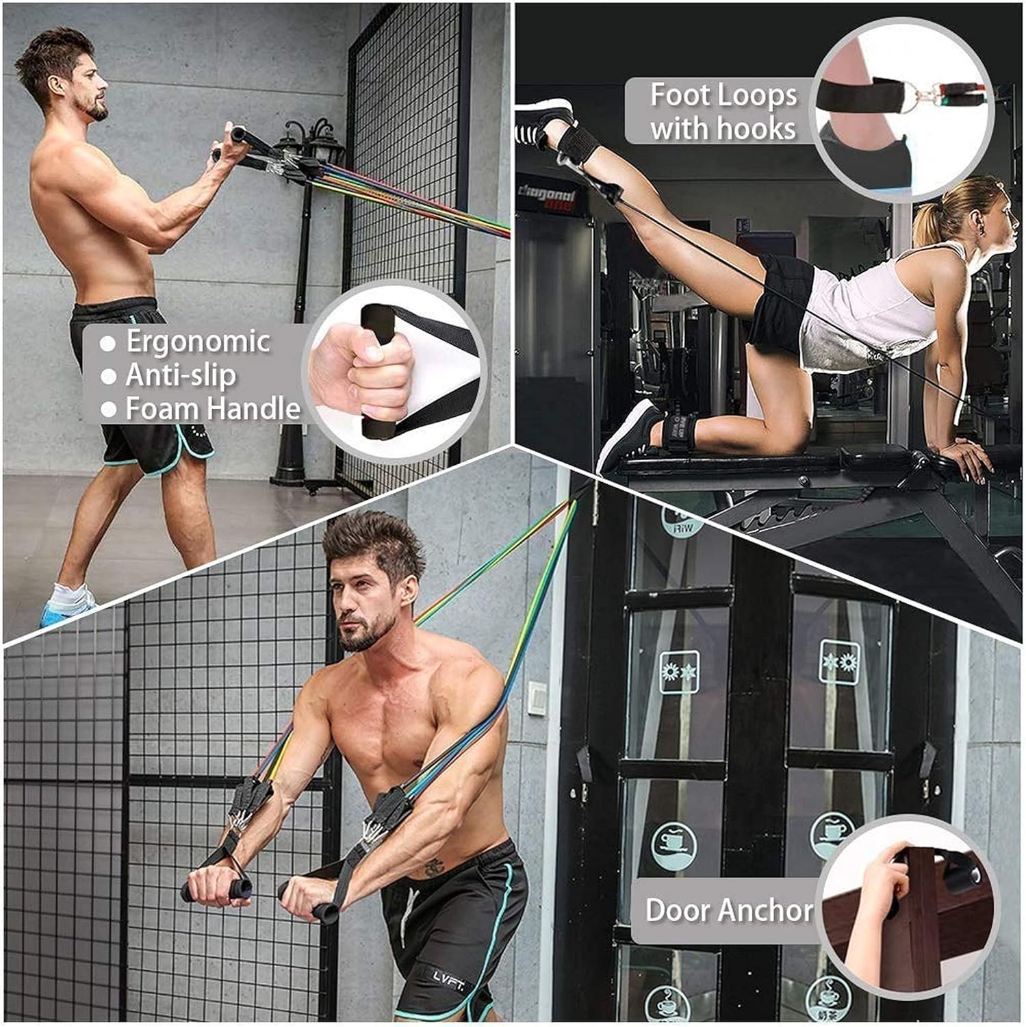 Veentus 11 Piece Gym Power Resistance Band Set for Workout, Resistance Band for Exercise, Resistance Band for Pull ups, tricep, Legs, Rubber Tube with Door Anchor and Hook (Multicolor) - Image 8