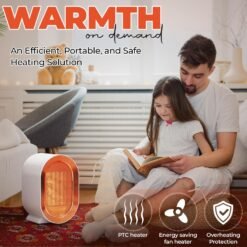 Heater Fan Heater Portable Heater - Room Electric Heaters Mini Camping Heater Tower | Ceramic Heater Cooler Space Heater | Desk Tent Foot Bedroom Bathroom Oil Smart Column Convection Room Heater - Image 8