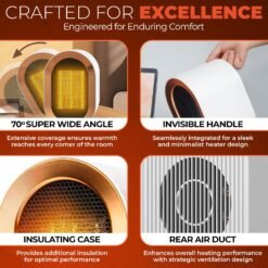 Heater Fan Heater Portable Heater - Room Electric Heaters Mini Camping Heater Tower | Ceramic Heater Cooler Space Heater | Desk Tent Foot Bedroom Bathroom Oil Smart Column Convection Room Heater - Image 9