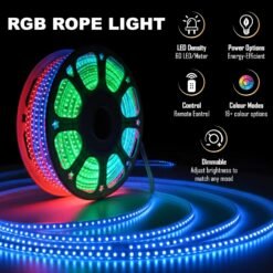 Forus 10 Meter Smart RGB LED Rope Light with Remote | 10M LED Strip Rope Light Multicolour for Room, Gaming, Party, Diwali & Outdoor Home Decoration | Waterproof Rope Light - Image 5