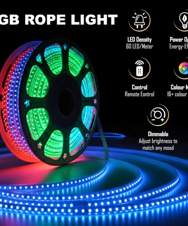 32feet Smart RGB LED Rope Light with Remote | 10M LED Strip Rope Light Multicolour for Room, Gaming, Party, Diwali & Outdoor Home Decoration | Waterproof Rope Light - Image 11