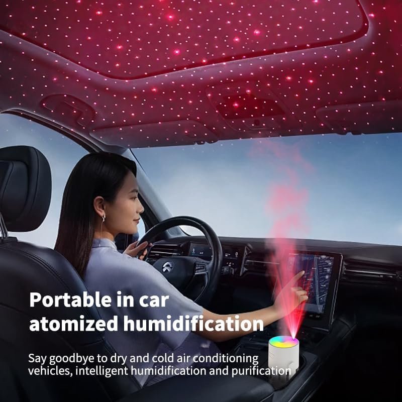 StarrySky 280ml Top Humidifier with Starry Sky Night Light, USB Quiet Cool Mist Humidifier for Bedroom, Office, Car, 4-8 Hours Runtime with Continuous or Intermittent Mist - Image 5