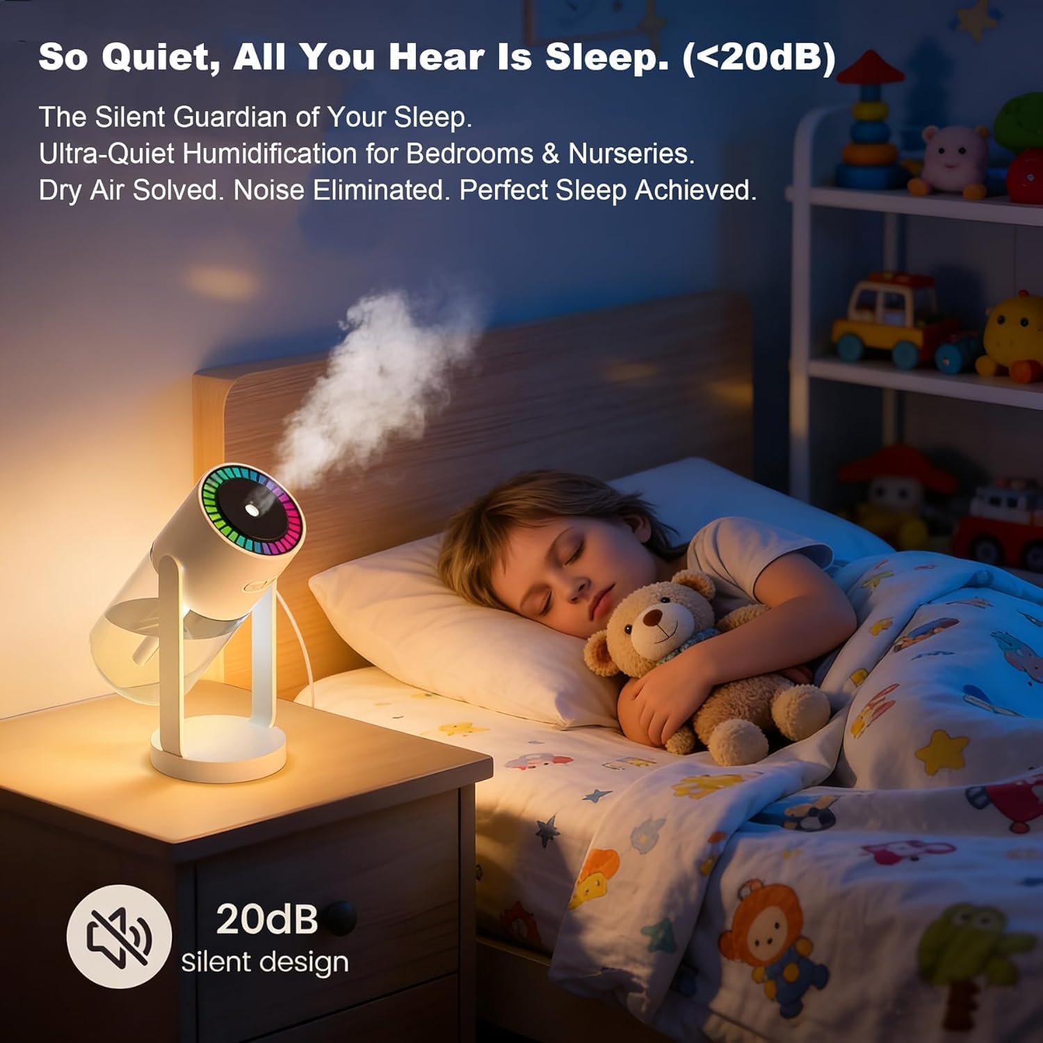 StarrySky 280ml Top Humidifier with Starry Sky Night Light, USB Quiet Cool Mist Humidifier for Bedroom, Office, Car, 4-8 Hours Runtime with Continuous or Intermittent Mist - Image 6