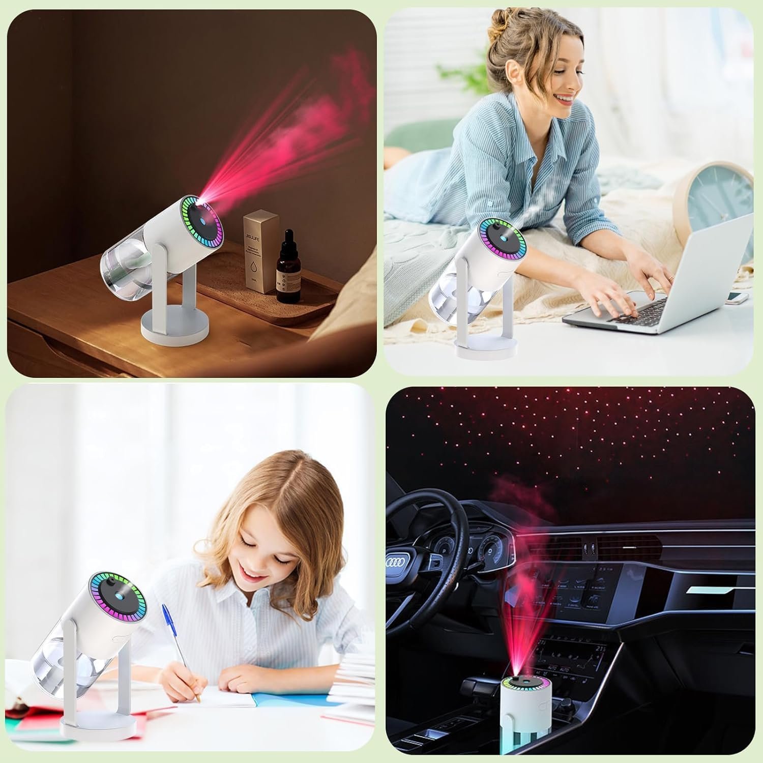 StarrySky 280ml Top Humidifier with Starry Sky Night Light, USB Quiet Cool Mist Humidifier for Bedroom, Office, Car, 4-8 Hours Runtime with Continuous or Intermittent Mist - Image 7