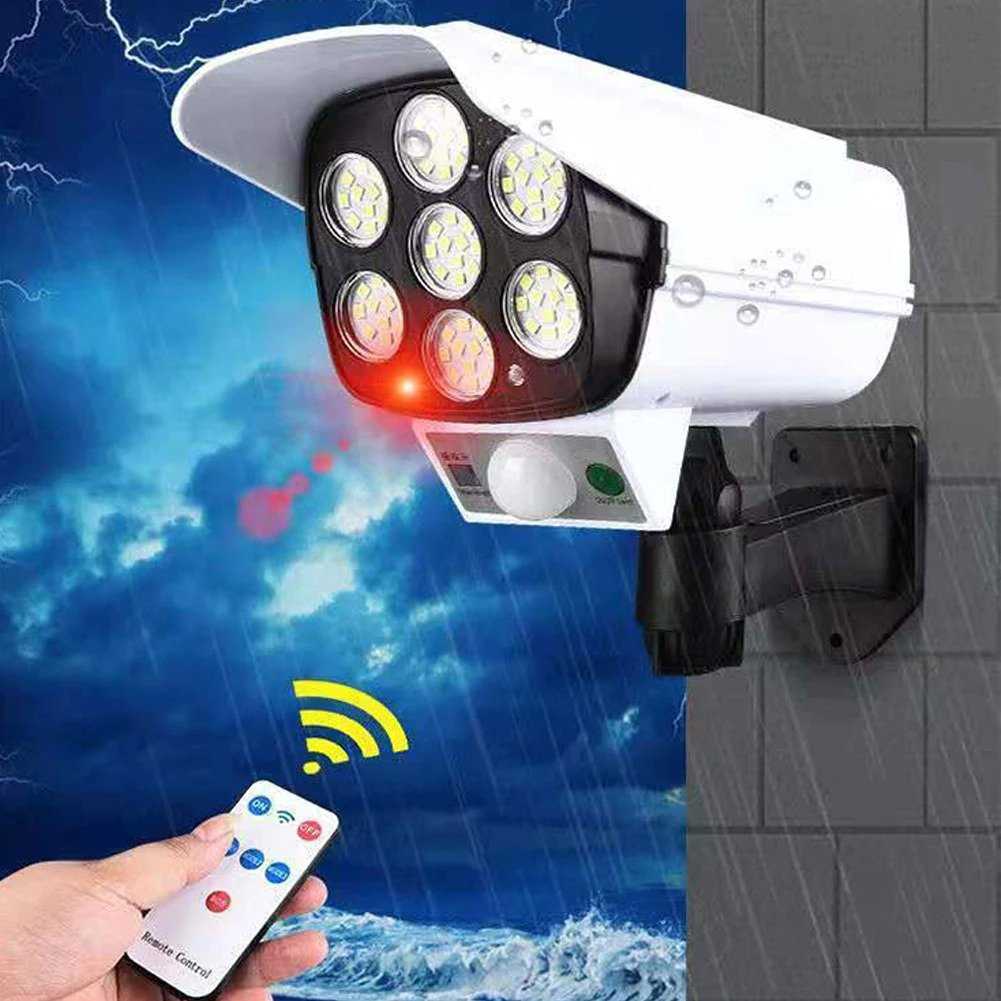 Motion Sensor Solar Lights 2000 Lumens 77 LEDs Spotlight with Remote Controller FloodLights Outdoor IP66 Waterproof