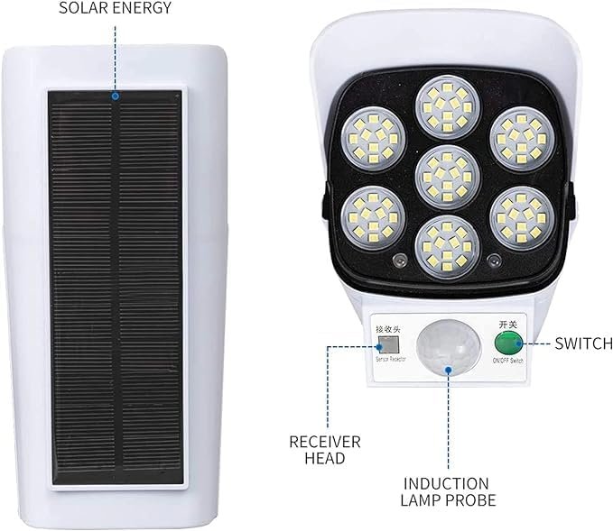 Motion Sensor Solar Lights 2000 Lumens 77 LEDs Spotlight with Remote Controller FloodLights Outdoor IP66 Waterproof - Image 8