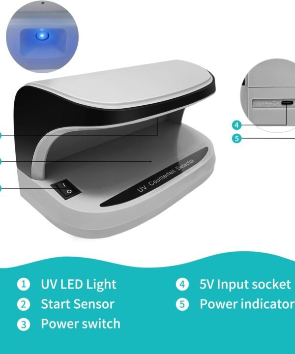 Portable Handy Small UV Counterfeit Detector Bank Note Detector Money Checker - Image 8