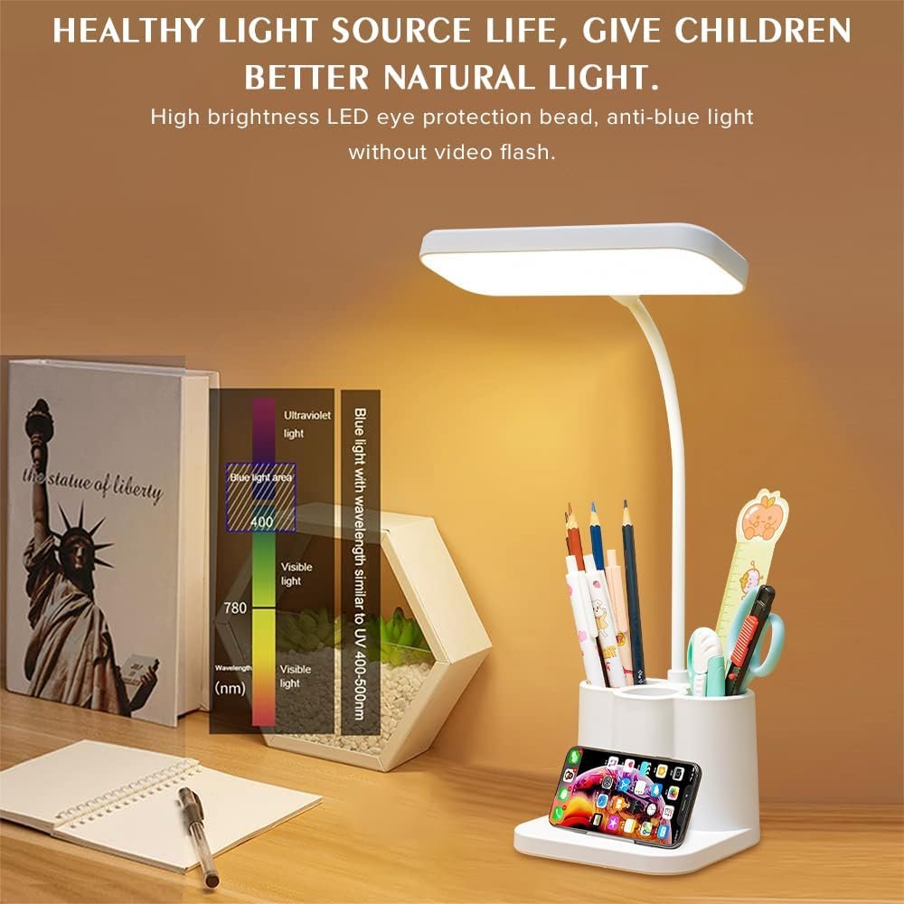 Necomi LED Desk Lamp,3 Color Mode,with Pen Holder and Phone Stand,360°Flexible,Touch Control,Desk Light for Desktop - Image 3