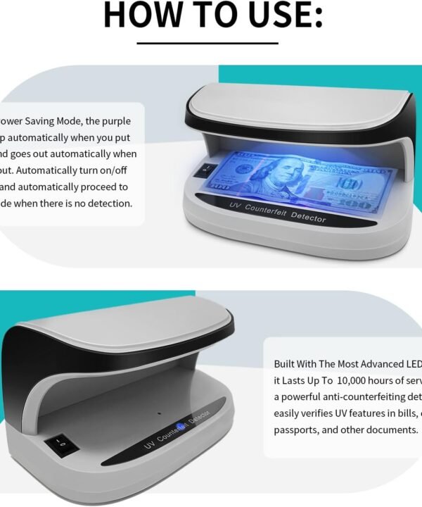 Portable Handy Small UV Counterfeit Detector Bank Note Detector Money Checker - Image 3