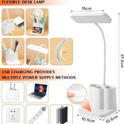 Necomi LED Desk Lamp,3 Color Mode,with Pen Holder and Phone Stand,360°Flexible,Touch Control,Desk Light for Desktop - Image 5