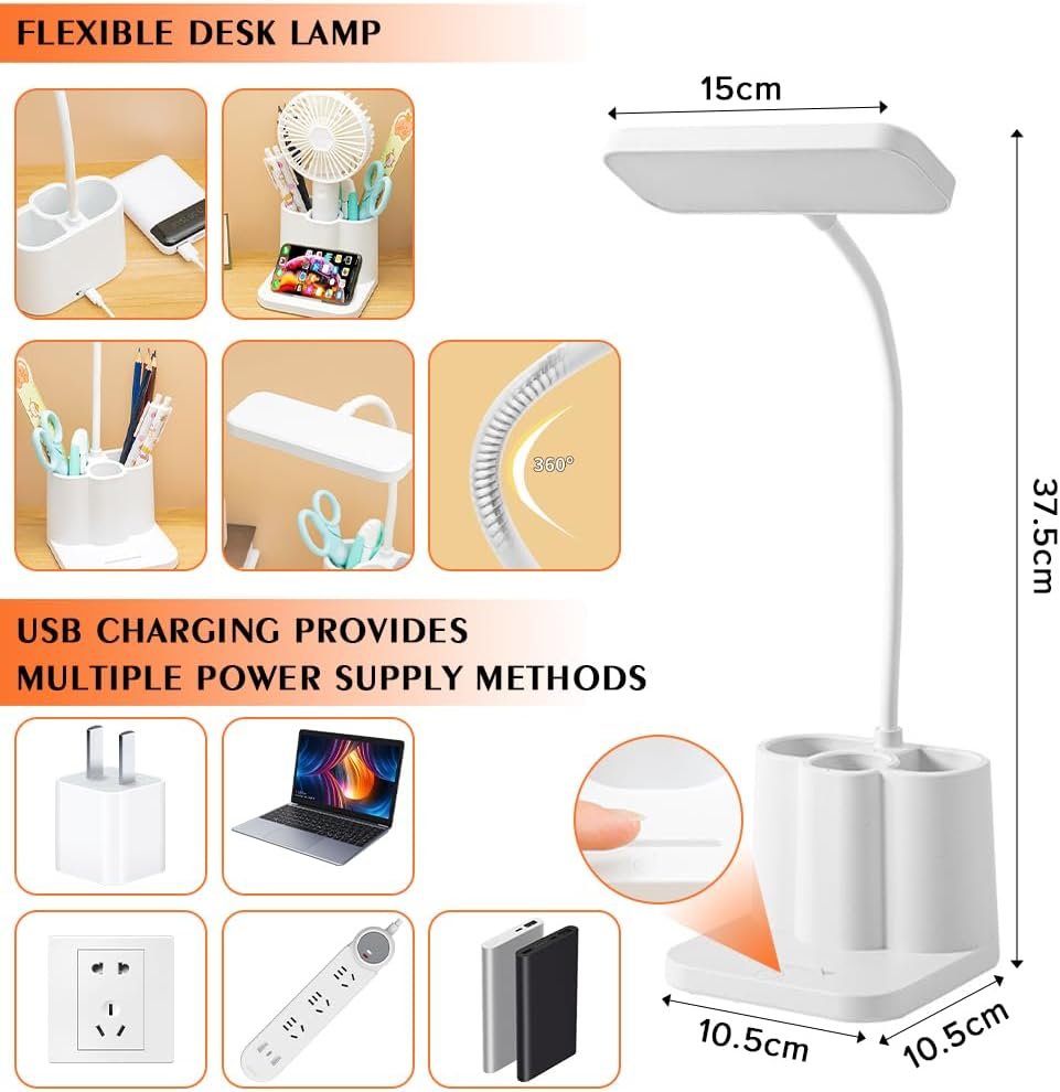 Necomi LED Desk Lamp,3 Color Mode,with Pen Holder and Phone Stand,360°Flexible,Touch Control,Desk Light for Desktop - Image 5