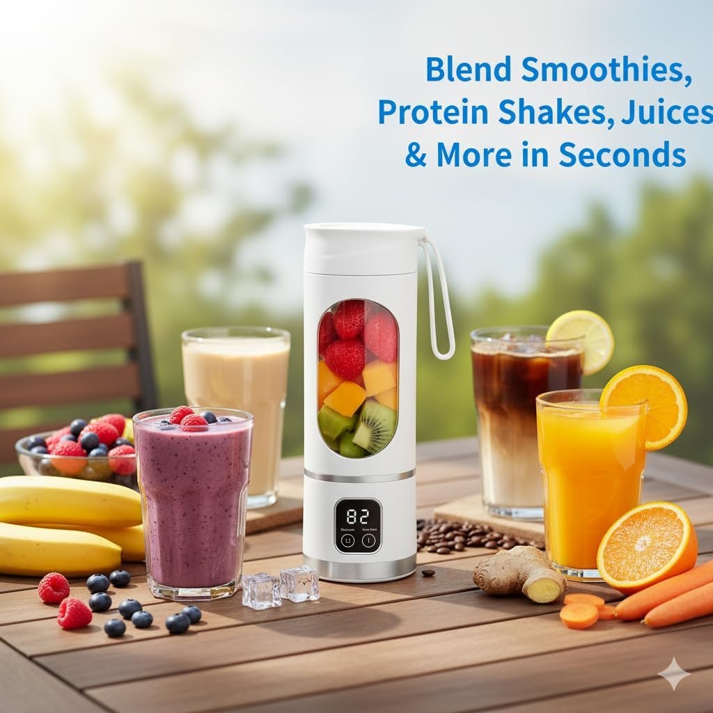 Portable Blender for Shakes and Smoothies – 12 Blades, 450ml Travel Cup, USB-C Rechargeable Mini Juicer - Image 7