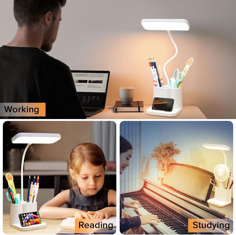 Necomi LED Desk Lamp,3 Color Mode,with Pen Holder and Phone Stand,360°Flexible,Touch Control,Desk Light for Desktop - Image 6