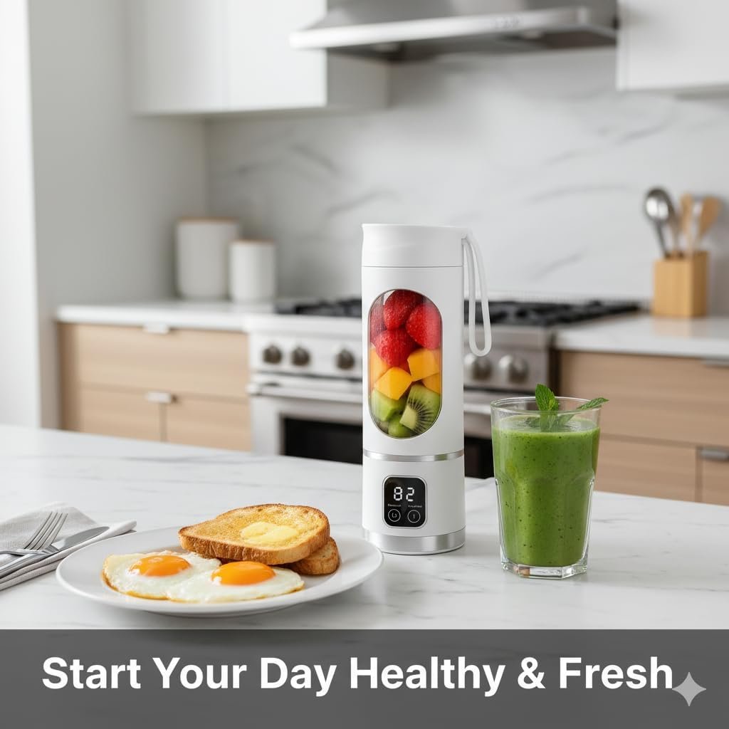 Portable Blender for Shakes and Smoothies – 12 Blades, 450ml Travel Cup, USB-C Rechargeable Mini Juicer - Image 6