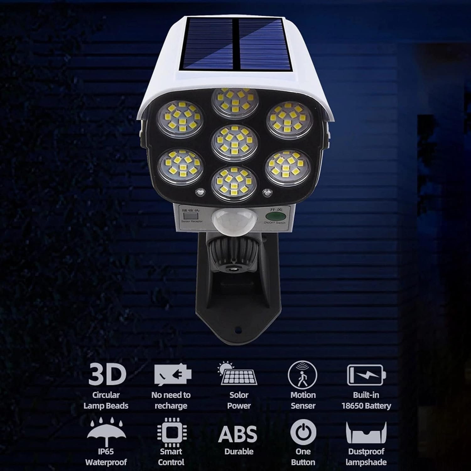 Motion Sensor Solar Lights 2000 Lumens 77 LEDs Spotlight with Remote Controller FloodLights Outdoor IP66 Waterproof - Image 7
