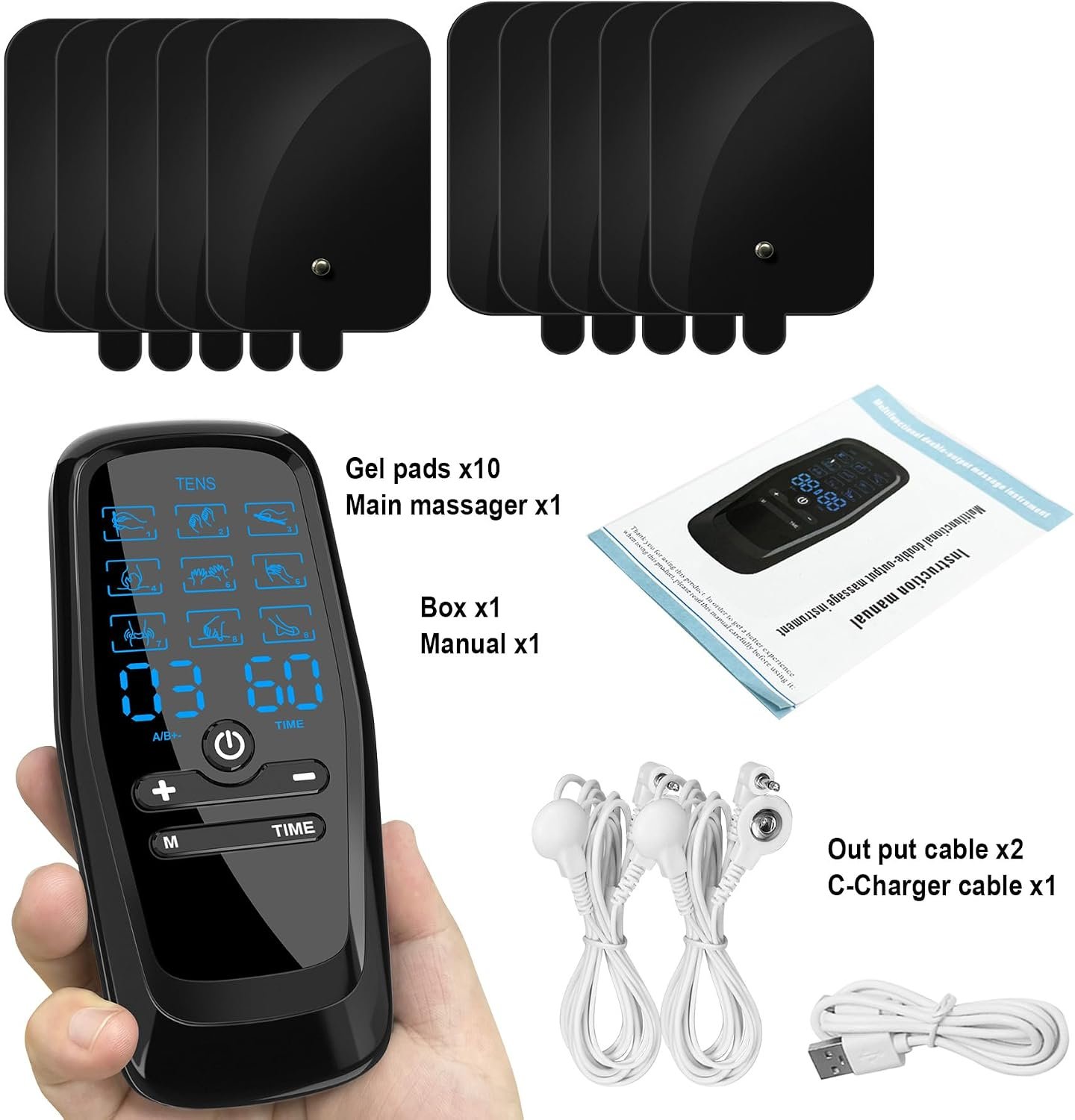 Dual Channel TENS Unit Muscle Stimulator with 10-Pad Set for Pain Relief | FSA-HSA Eligible, Rechargeable Electronic Pulse Massager with 9 Modes, 30 Levels, - Image 2